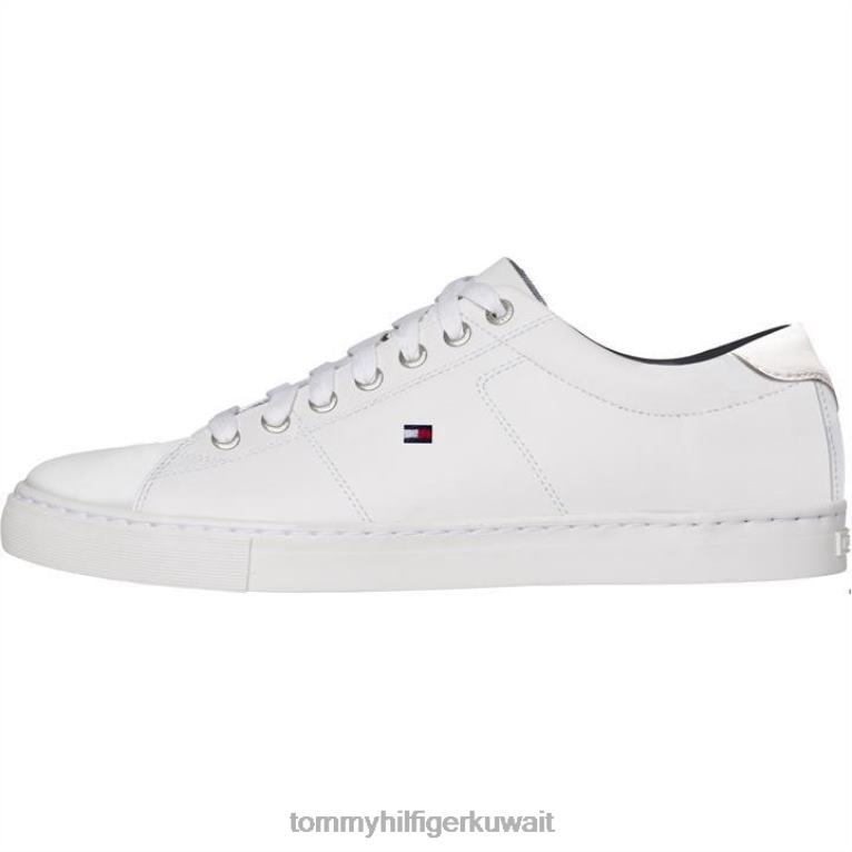 أبيض Tommy Hilfiger حذاء رياضي جلدي أساسي 4464419626