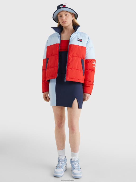 قرمزي عميق/متعدد Tommy Hilfiger أرشيف سترة منتفخة حديثة متباينة الألوان 446441963