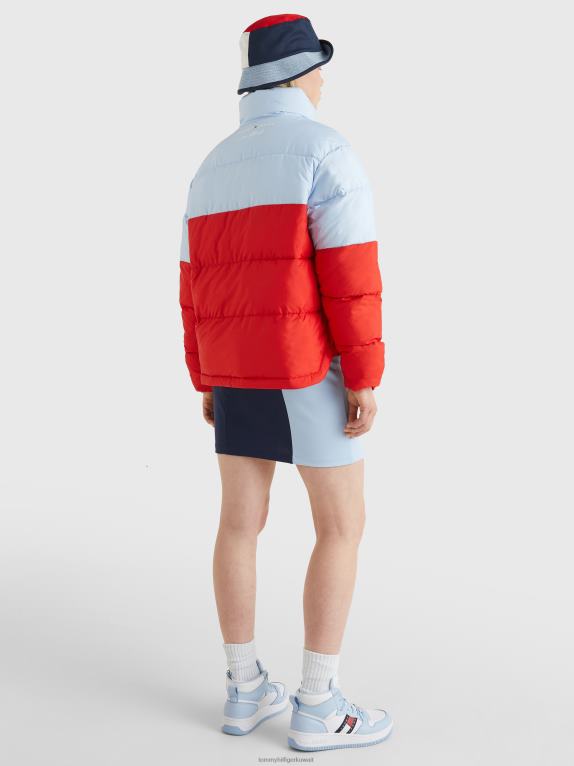 قرمزي عميق/متعدد Tommy Hilfiger أرشيف سترة منتفخة حديثة متباينة الألوان 446441963