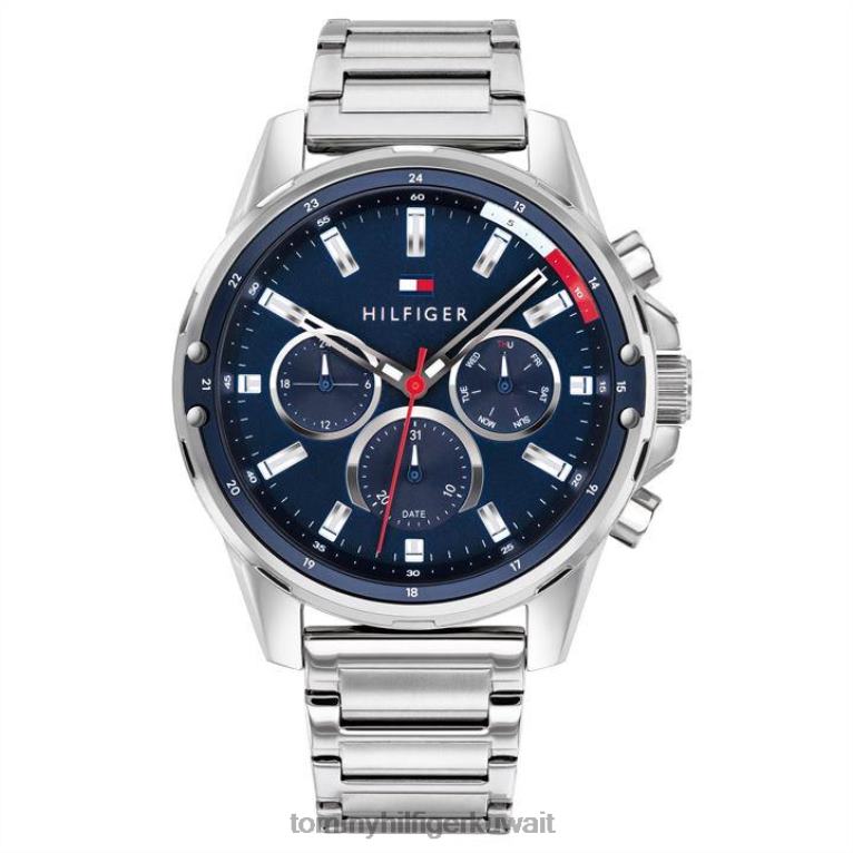 الأزرق الفضي Tommy Hilfiger ساعة للرجال بمينا أزرق وسوار من الستانلس ستيل 4464419648