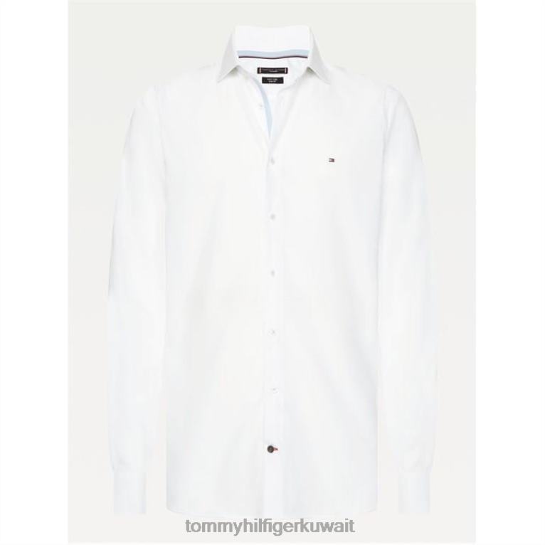 أبيض Tommy Hilfiger قميص البوبلين الكلاسيكي النحيف 4464419708