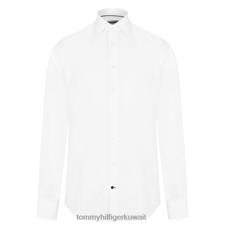 أبيض Tommy Hilfiger قميص أكسفورد نحيف قابل للتمدد 4464419716