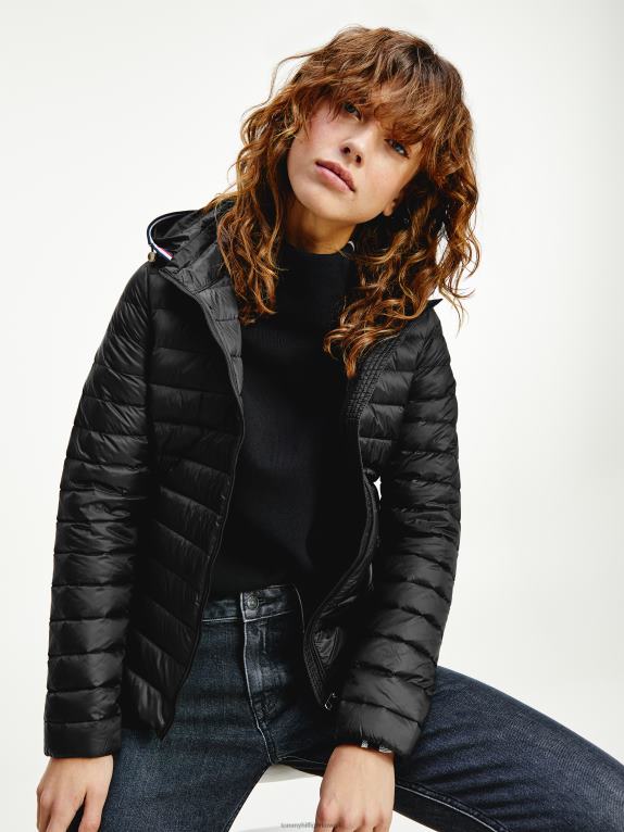 أسود Tommy Hilfiger سترة أساسية مبطنة بغطاء للرأس 446441974