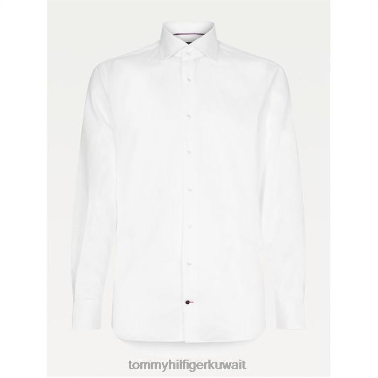 أبيض Tommy Hilfiger قميص كلاسيكي من نسيج قطني طويل 4464419740