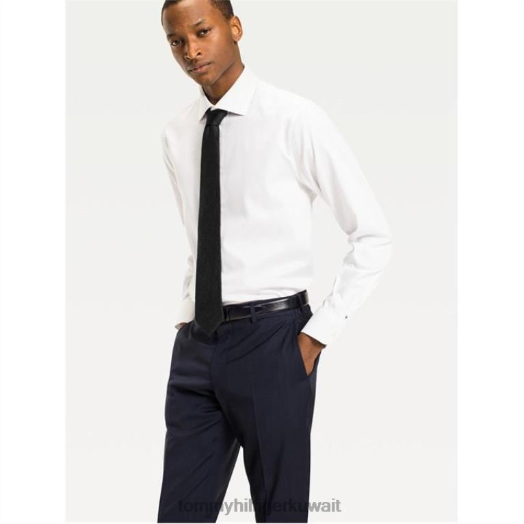 أبيض Tommy Hilfiger قميص كلاسيكي من نسيج قطني طويل 4464419740