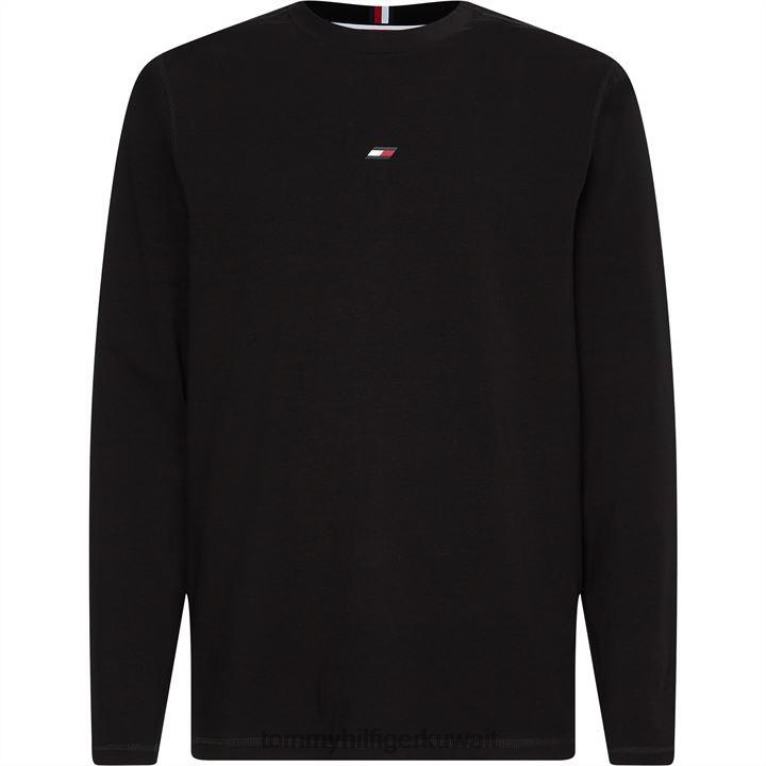 أسود Tommy Hilfiger تي شيرت أساسي بأكمام طويلة 4464419773