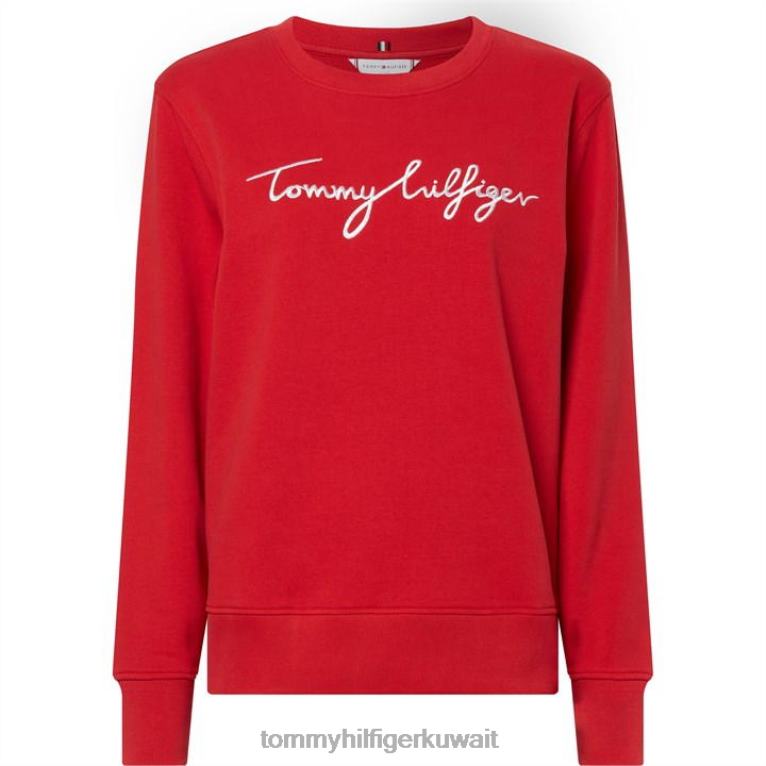الأحمر الأساسي Tommy Hilfiger سترة نسائية برسومات تومي 4464419778