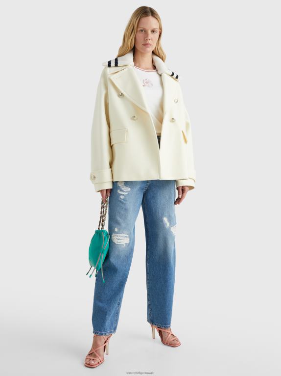 بيج فاتح Tommy Hilfiger أيقونات استرخاء تناسب معطف الطاووس 446441978