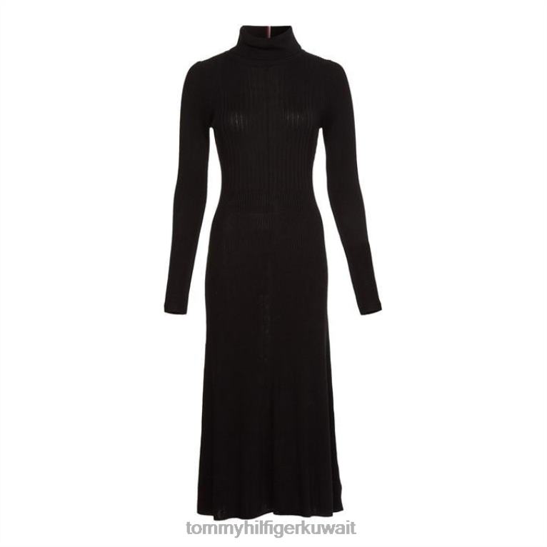 أسود Tommy Hilfiger فستان لايوسل حرير مضلع رول إن كيه 4464419794
