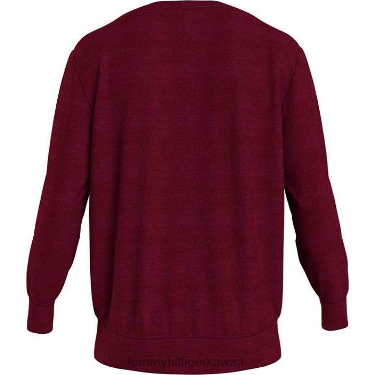 حمرة عميقة Tommy Hilfiger كنزة بشعار متباين 4464419844