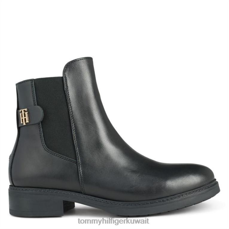 أسود Tommy Hilfiger الحذاء الجلدي المسطح 4464419871