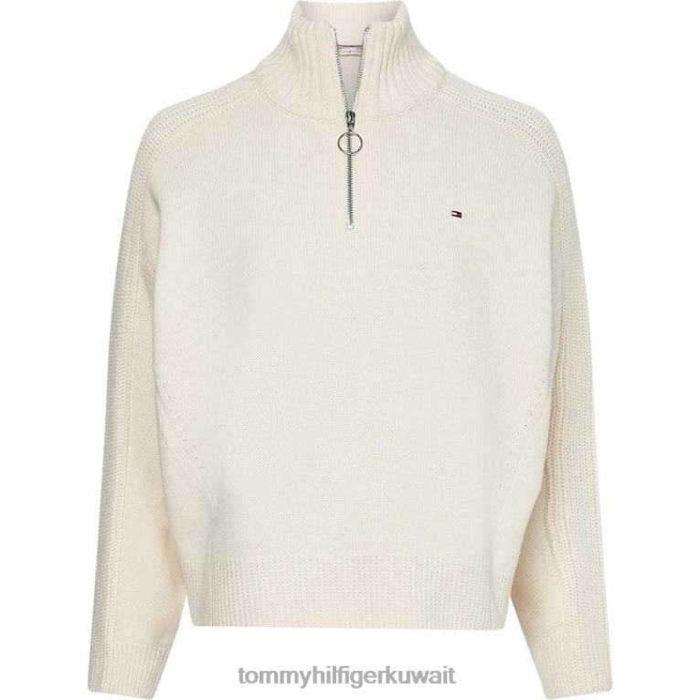 بيج فاتح Tommy Hilfiger سترة هايانا بسحاب ورقبة عالية 4464419883