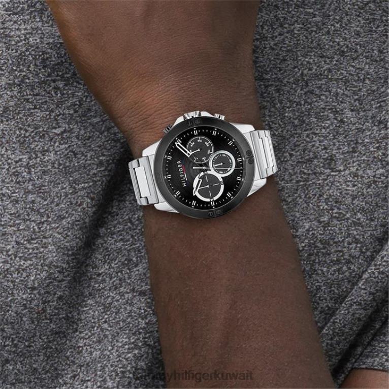 فضة Tommy Hilfiger ساعة رجالي باللون الأسود 4464419887