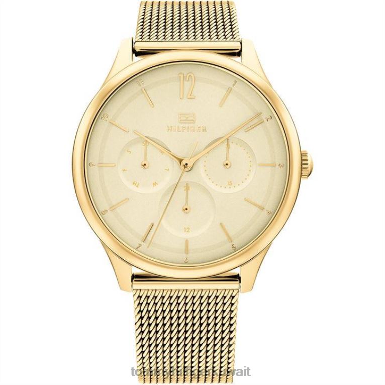 ذهب Tommy Hilfiger ساعة نسائية شبكية ذهبية 4464419888