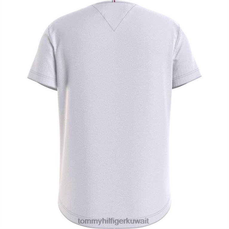 أبيض Tommy Hilfiger تي شيرت أساسي للفتيات الصغيرات 4464419925