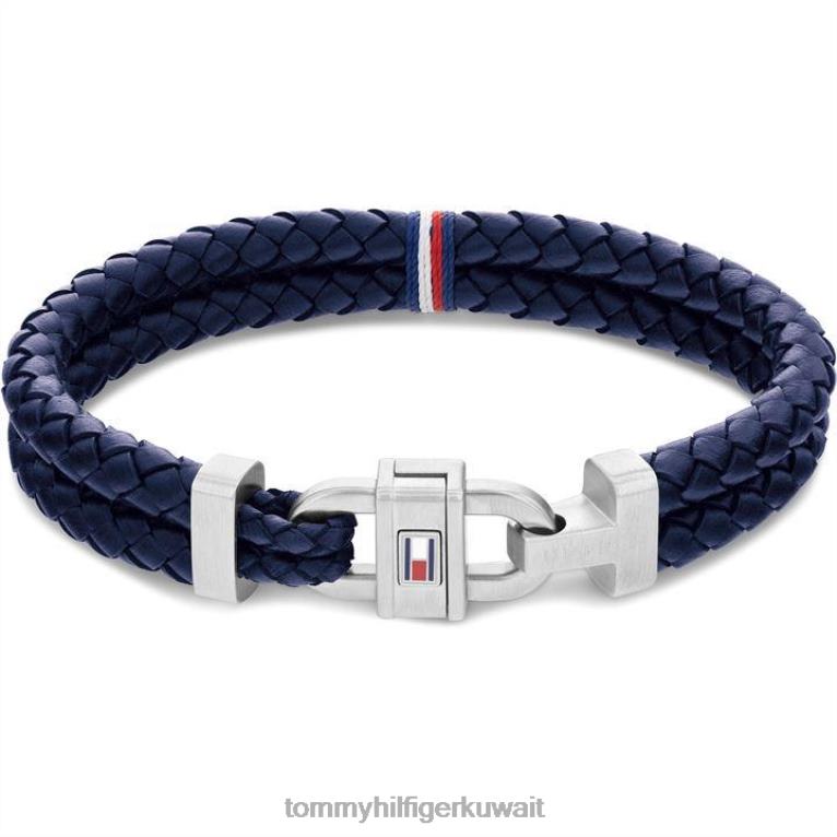 البحرية / الفضة Tommy Hilfiger سوار مضفر باللون البحرية للرجال 4464419947
