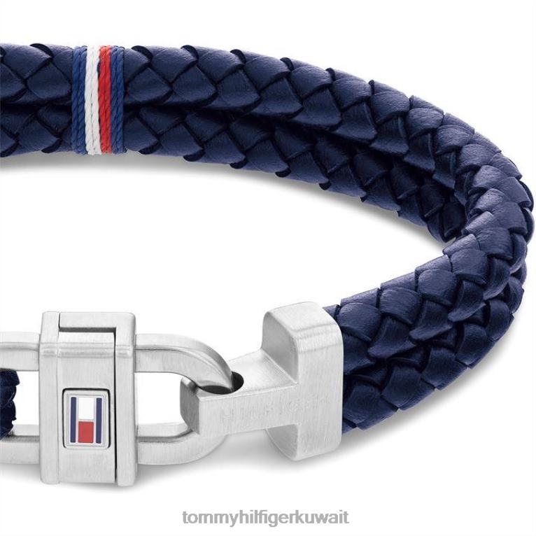البحرية / الفضة Tommy Hilfiger سوار مضفر باللون البحرية للرجال 4464419947