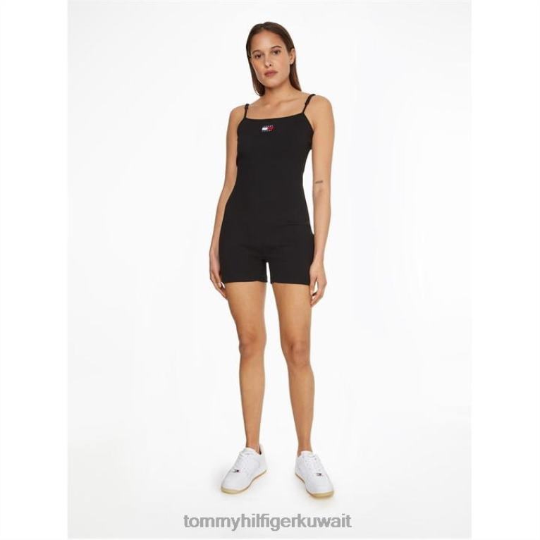 بي دي اس سوداء Tommy Hilfiger بدلة للجسم ذات شارة بأربطة 4464419956