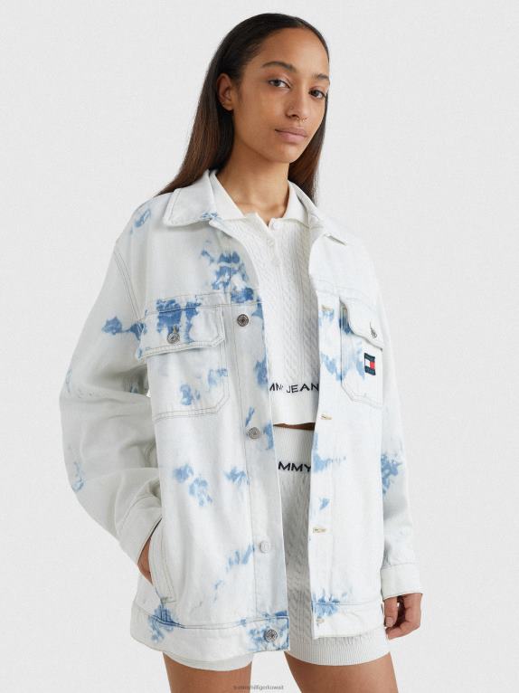 لون الدنيم Tommy Hilfiger سترة من قماش الدنيم الرخامي كبيرة الحجم 446441998