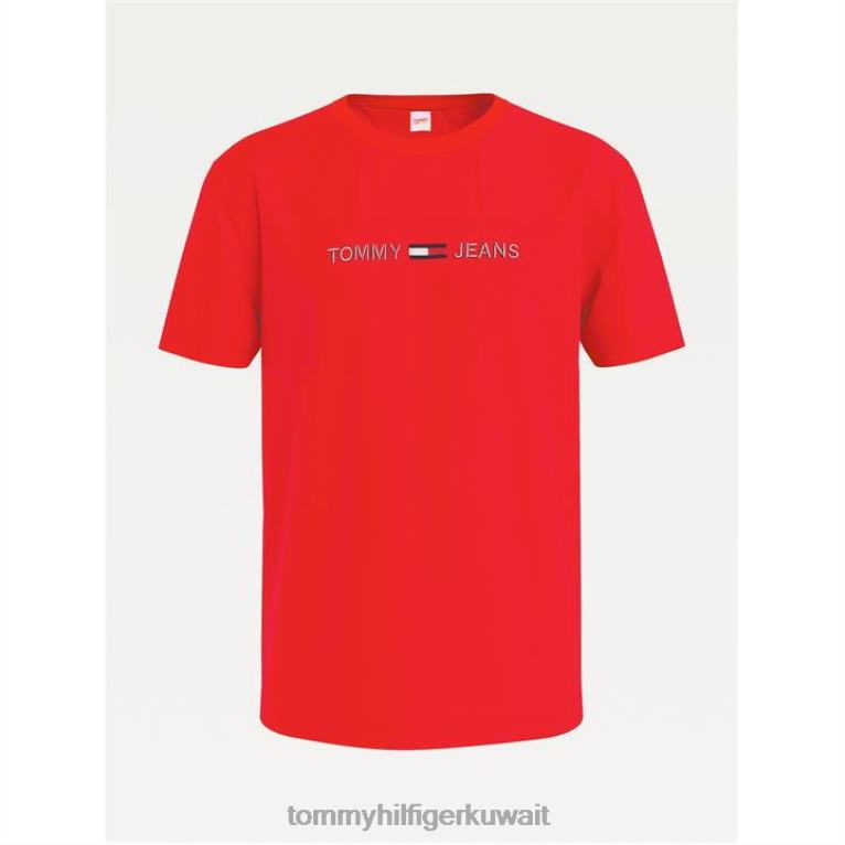 قرمزي عميق Tommy Hilfiger تيشيرت بشعار خطي ثلاثي الأبعاد 4464419985