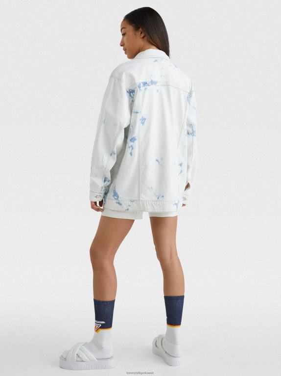 لون الدنيم Tommy Hilfiger سترة من قماش الدنيم الرخامي كبيرة الحجم 446441998