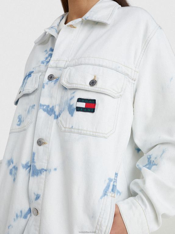 لون الدنيم Tommy Hilfiger سترة من قماش الدنيم الرخامي كبيرة الحجم 446441998