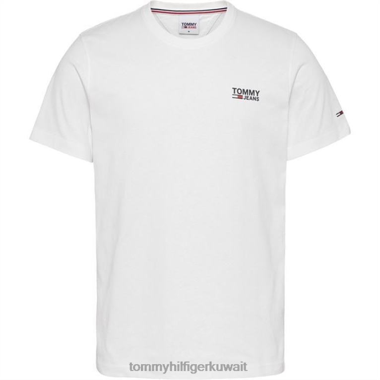 أبيض Tommy Hilfiger تي شيرت بشعار الشركة العادي 4464419997