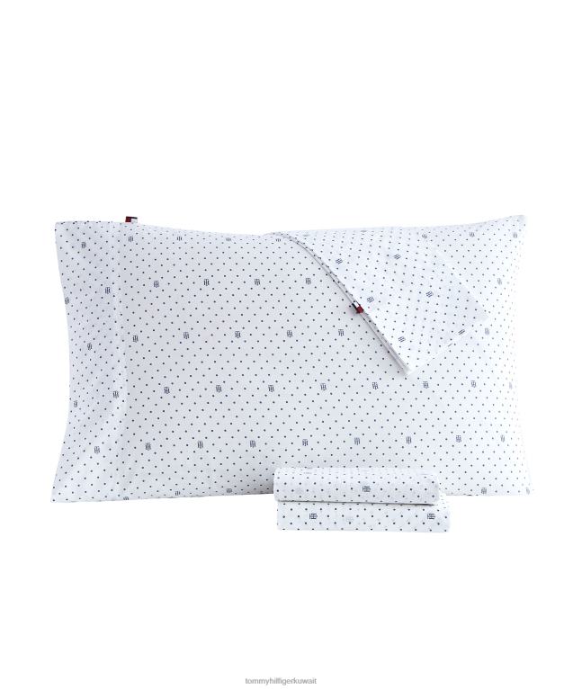 أبيض Tommy Hilfiger زوج غطاء وسادة قياسي منقط بالكافيار 446442