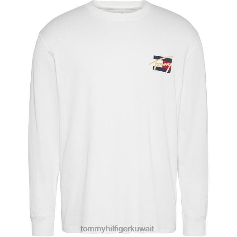 يبر ابيض Tommy Hilfiger تي شيرت دائري عتيق 4464420006