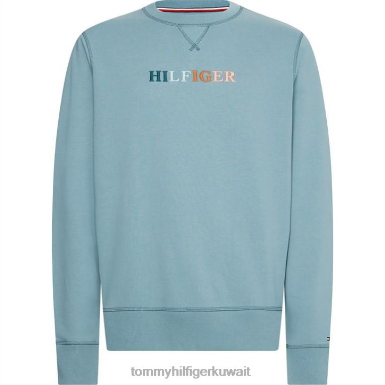 التلفزيون الأزرق النبيل Tommy Hilfiger فتحة رقبة مستديرة بخياطة متباينة 4464420014