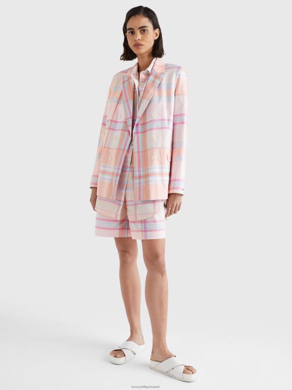 مدراس خفيفة / خوخ غروب الشمس Tommy Hilfiger سترة مدراس مربعة مريحة مزدوجة الصدر 446442002