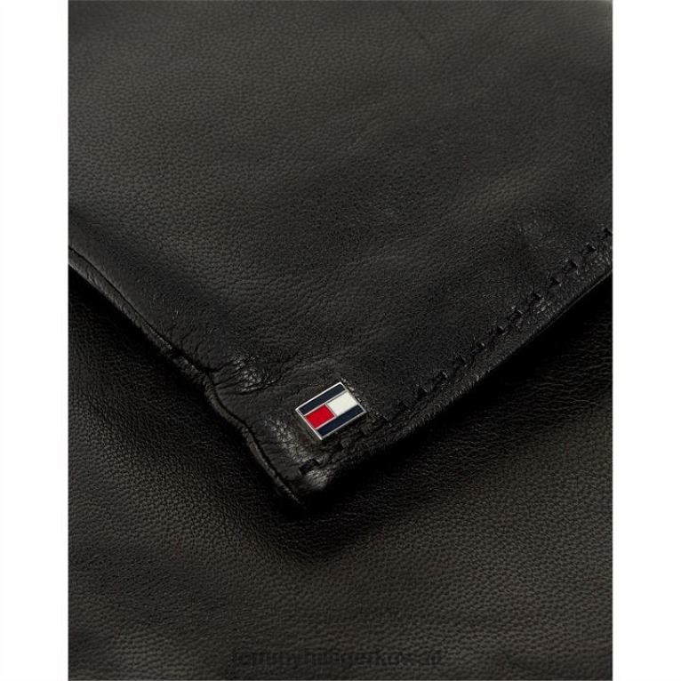 أسود Tommy Hilfiger قفازات جلدية العلم للرجال 4464420027