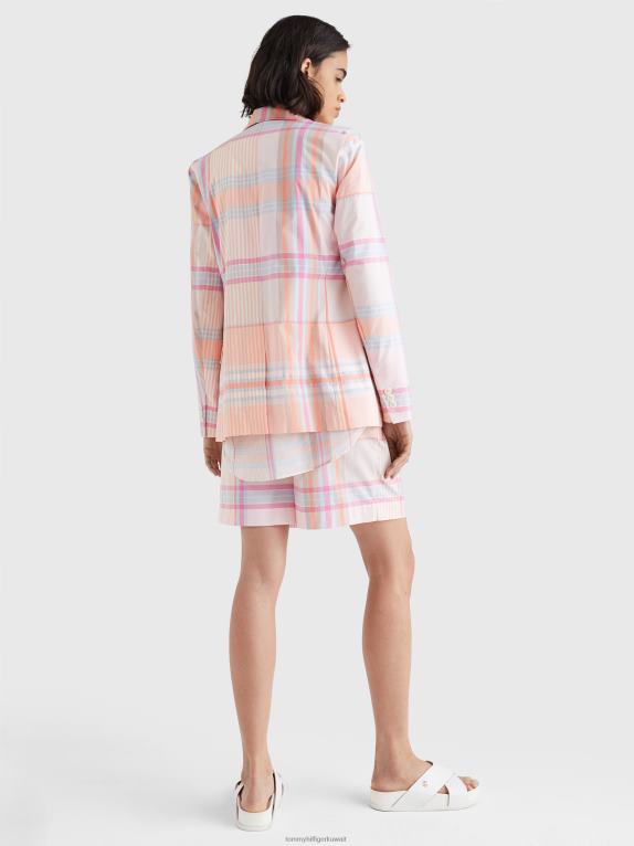 مدراس خفيفة / خوخ غروب الشمس Tommy Hilfiger سترة مدراس مربعة مريحة مزدوجة الصدر 446442002