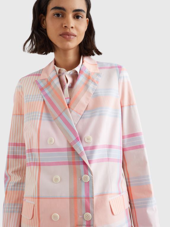 مدراس خفيفة / خوخ غروب الشمس Tommy Hilfiger سترة مدراس مربعة مريحة مزدوجة الصدر 446442002