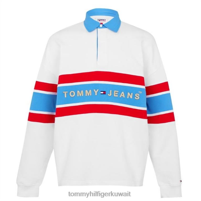 يبر ابيض Tommy Hilfiger أرشيف قميص بولو الرجبي 4464420031