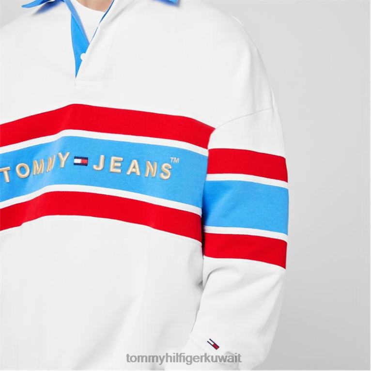 يبر ابيض Tommy Hilfiger أرشيف قميص بولو الرجبي 4464420031