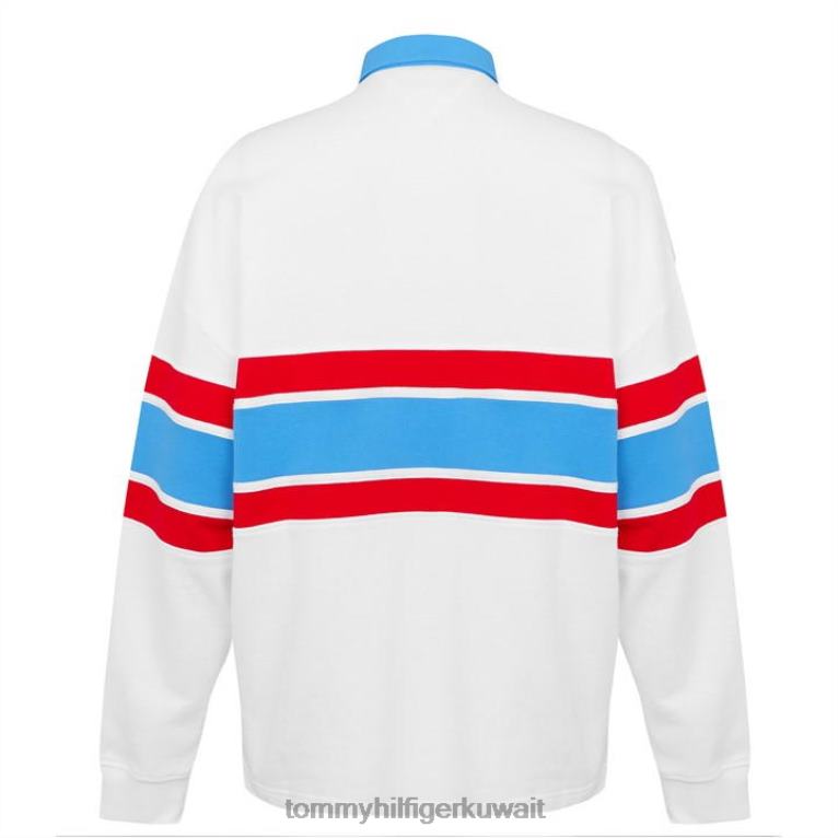 يبر ابيض Tommy Hilfiger أرشيف قميص بولو الرجبي 4464420031