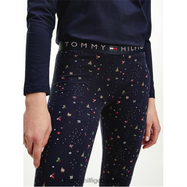 البحرية / مبعثر Tommy Hilfiger طقم بيجامة بطبعة زهور 4464420034