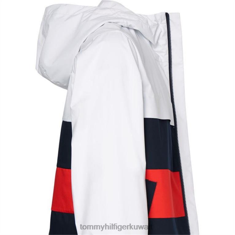 يبر الأبيض Tommy Hilfiger سترة بغطاء رأس كتلة اللون 4464420041