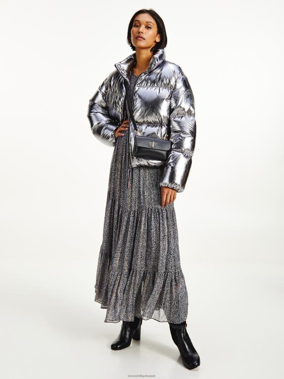 فضة Tommy Hilfiger سترة منتفخة مملوءة بالرقائق اللامعة 446442005