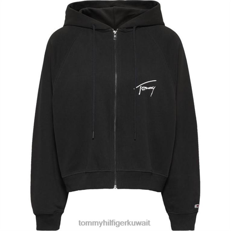 أسود Tommy Hilfiger تي جي دبليو بي إكس واي تيشيرت بغطاء للرأس بسحاب 4464420099