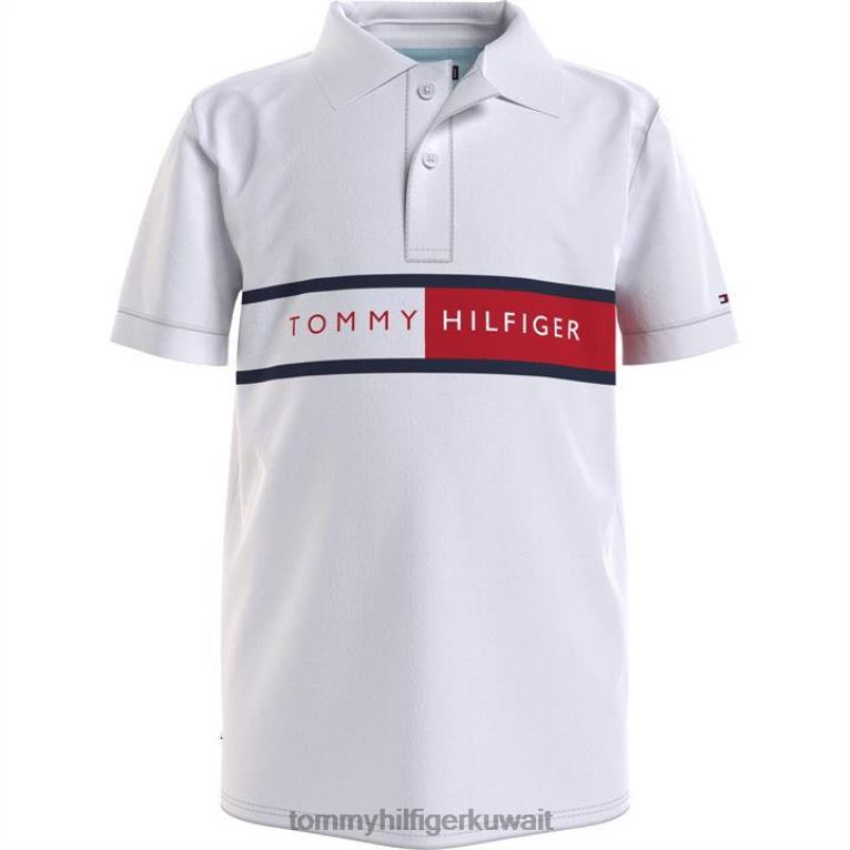 يبر ابيض Tommy Hilfiger قميص بولو العلم 4464420134