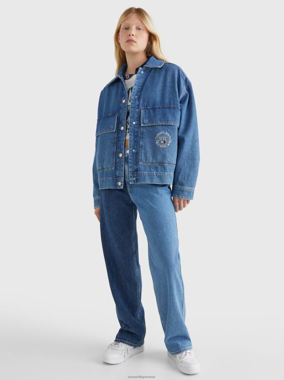 وسط الدنيم Tommy Hilfiger سترة من الدنيم المُعاد تدويرها ومطرزة 446442016