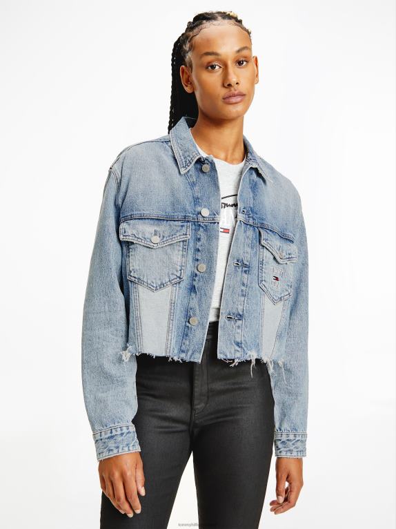 وسط الدنيم Tommy Hilfiger سترة سائق الشاحنة القصيرة ذات الحجم الكبير 446442018