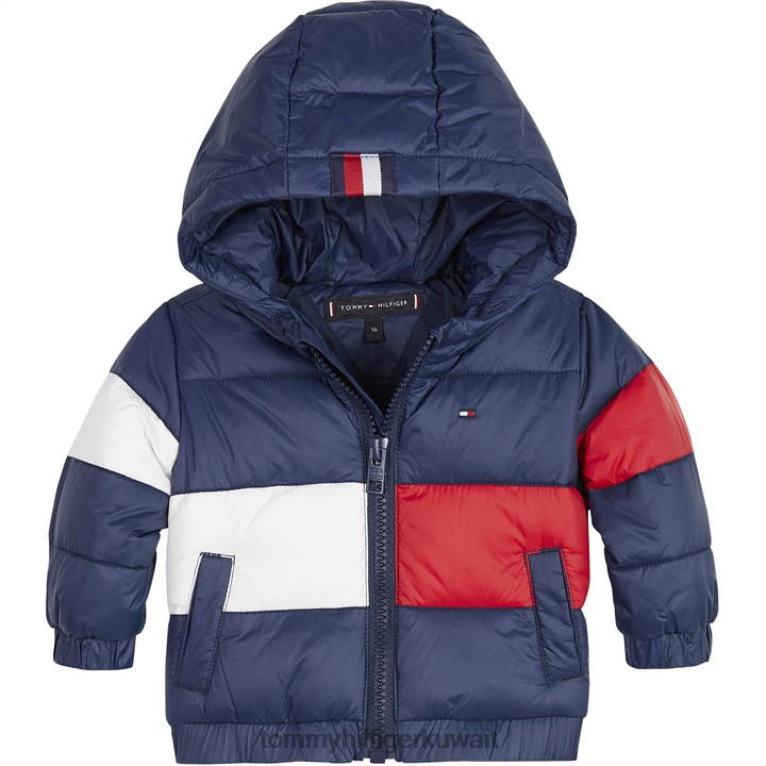 البحرية الشفق Tommy Hilfiger سترة منتفخة ملونة للفتيات الصغيرات 4464420186