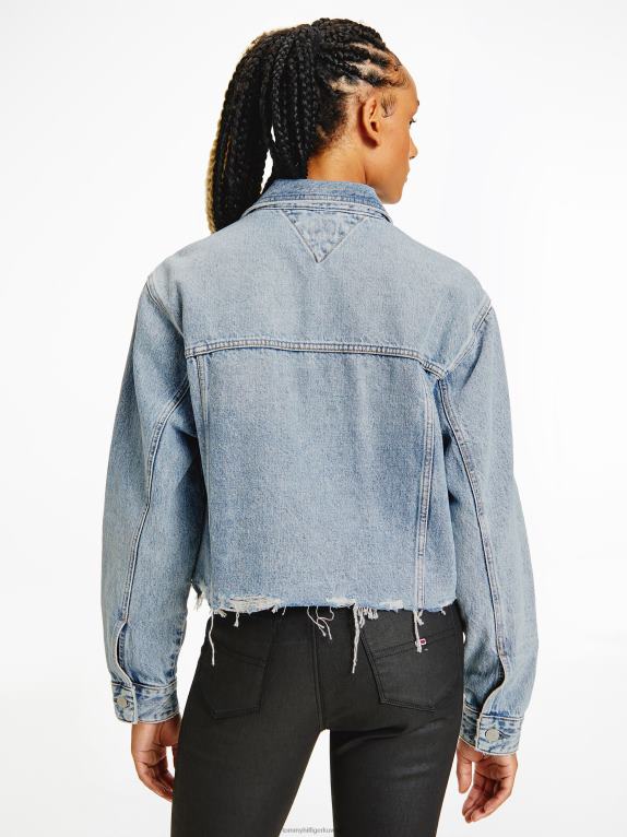 وسط الدنيم Tommy Hilfiger سترة سائق الشاحنة القصيرة ذات الحجم الكبير 446442018