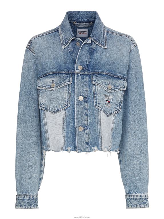 وسط الدنيم Tommy Hilfiger سترة سائق الشاحنة القصيرة ذات الحجم الكبير 446442018