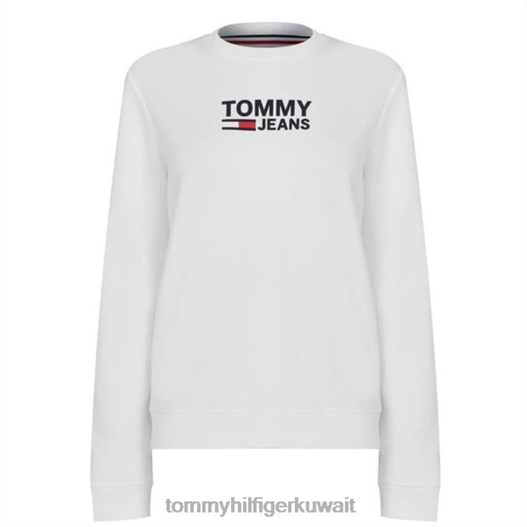 الأبيض الكلاسيكي Tommy Hilfiger سويت شيرت بشعار الماركة 4464420216