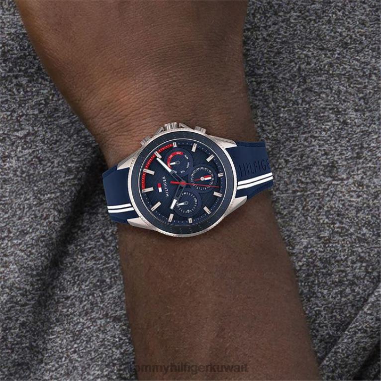 أزرق Tommy Hilfiger ساعة سيليكون مستوحاة من الرياضة للرجال 4464420221