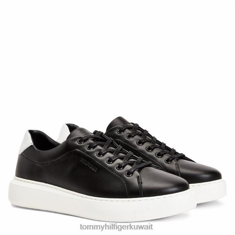 أسود/أبيض Tommy Hilfiger ذروة رفع المدربين منخفضة 4464420224